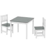Qaba Kids Table and Chairs Set, Toddler Table and 2 Chair Set for Activity, Art, Craft, Reading, Learning, Grey