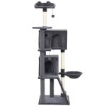 PawHut 63 Inch Cat Tree with Sisal Scratching Posts, Condos, Plush Perches, Hammock, Ladder, Dangling Balls, Dark Grey