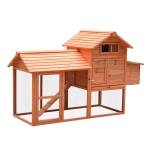 PawHut 82" Deluxe Chicken Coop Wooden Large Hen House with Run and Nesting Box for Hens Rabbits, Orange
