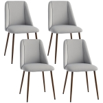 HOMCOM Upholstered Dining Chairs Set of 4, Velvet Accent Chair with Back and Wood-grain Steel Leg for Kitchen, Grey
