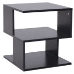 HOMCOM Modern Square 3 Tier Wood Coffee Side Table Storage Shelf Rack End Table Home Office Living Room Small Desk Black