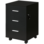 Vinsetto Mobile Filing Cabinet with Wheels, 3 Drawer File Cabinet with Lock and Keys for Home Office, Black
