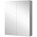 HOMCOM Wall Mount Mirrored Medicine Cabinet, Bathroom Mirror Cabinet with Adjustable Shelf, Double Soft Closing Doors, Grey