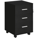 Vinsetto Mobile Filing Cabinet with Wheels, 3 Drawer File Cabinet with Lock and Keys for Home Office, Black