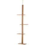 PawHut 100" Floor To Ceiling Cat Tree w/ 3 Perches Activity Center for Kittens Cat Tower Furniture, Light Brown