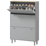 HOMCOM Entryway Shoe Storage Small Modern Flip-Flop Shoe Cabinet with 3 Flip Drawers Adjustable Shelves for 24 Pairs of Shoes, Grey