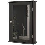 kleankin Bathroom Mirror Cabinet, Wall Mounted Medicine Cabinet with Door and Shelves, Black