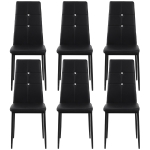 HOMCOM Set of 6 Button Tufted Back Side Chairs with Upholstered Seat, Steel Legs for Living Room, Kitchen, Bedroom, Black