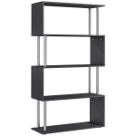 HOMCOM 5-Tiers Geometric Wooden Bookcase S-Shaped Storage Bookshelf Display with Metal Frame for Living Room, Bedroom, Home Office, Black