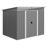 Outsunny 8.5' x 6' Small Gardening Shed Lockable Steel Utility Storage Outdoor Backyard Garden for Gardeners, Grey