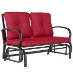 Outsunny 2-Person Outdoor Glider Chair, Patio Double Rocking Loveseat with Steel Frame and Cushions for Backyard, Garden and Porch, Red
