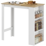 HOMCOM Bar Table Counter Height Dining Table with 3 Storage Shelves for Kitchen, Dining Room, Living Room, White