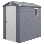 Outsunny 4.5' x 6' Garden Storage Shed with Latch Door, Vents, Sloped Roof, Light Grey