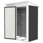 Outsunny Outdoor Storage Shed, Steel Lean-to Shed with Adjustable Shelf, Lock, Gloves, 5'x3'x6', Dark Grey