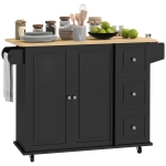 HOMCOM Kitchen Island on Wheels, Kitchen Cart with Drop Leaf, Drawers, Black