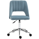 Vinsetto Mid Back Office Chair Velvet Fabric Swivel Scallop Shape Computer Desk Chair, Sky Blue