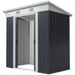 Outsunny 6' x 4' Outdoor Storage Shed, Metal Garden Tool Storage House Organizer with Lockable Sliding Doors and Vents for Backyard Patio Lawn, Charcoal Grey