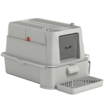 PawHut 80L XL Stainless Steel Cat Litter Box for Big Cats with Flip Cover, Pull-Out Drawer Tray, High Sided, Pedal, Light Grey