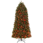 HOMCOM 9ft Prelit Christmas Tree with Full-Spectrum LEDs, Smart App Control, Wide Full Hinged Xmas Tree, Easy Assembly