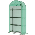Outsunny Mini Greenhouse, Portable Greenhouse with 4 Tier Shelves, Roll-Up Door, and Plastic Cover, 41.3" x 17.7" x 63", Green