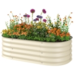 Outsunny 3.4' x 2' x 1' Galvanized Raised Garden Bed Kit, Metal Planter Box with Safety Edging, Cream