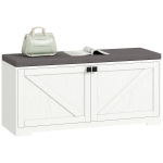 HOMCOM Shoe Storage Bench with Padded Seat, Entryway Bench Holds up to 352 lb, Shoe Organizer, 8 Pairs, White Wood Grain