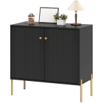 HOMCOM Sideboard, Modern Buffet Cabinet, Coffee Bar Cabinet with Fluted Doors and Adjustable Shelf, Black