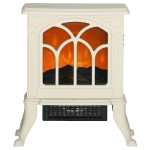 HOMCOM Electric Fireplace Heater, Freestanding Fireplace Stove with Realistic Logs and Flame Effect, 750W/1500W, Beige