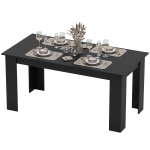 HOMCOM 63" Kitchen Table for 4-6 People, Dining Table with Wood Effect for Dining Room, Black