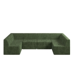 U-Shaped Modular Sofa with Spring-Supported Cushions and Wide Arms, Sectional Sofa Perfect for Living Room, 130.5" L x 65" W x 30" H, Green