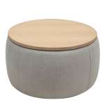 2-in-1 Round Storage Ottoman with Removable Lid, Hidden Storage, End Table & Ottoman for Living Room, 25.5" L x 25.5" W x 14.5" H, Light Grey
