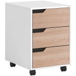 HOMCOM 3 Drawer File Cabinet, Mobile Vertical Filing Cabinet with Wheels, Printer Stand with Storage for Home Office, Oak