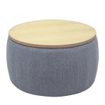 2-in-1 Round Storage Ottoman with Removable Lid, Hidden Storage, End Table & Ottoman for Living Room, 25.5" L x 25.5" W x 14.5" H, Dark Grey