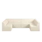 U-Shaped Modular Sofa with Spring-Supported Cushions and Wide Arms, Sectional Sofa Perfect for Living Room, 130.5" L x 65" W x 30" H, Beige