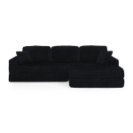 Right-Arm L-Shape Modular Sectional Sofa with Plush Foam-Filled Seats, Modular Sofa Ideal for Living Room, 112.5" L x 62.5-88" W x 28" H, Black