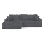 Left-Arm L-Shape Modular Sectional Sofa with Plush Foam-Filled Seats, Modular Sofa Ideal for Living Room, 112.5" L x 62.5-88" W x 28" H, Gray