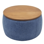 2-in-1 Round Storage Ottoman with Removable Top and Concealed Storage, End Table and Ottoman for Bedroom, 25.5" L x 25.5" W x 14.5" H, Navy