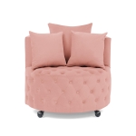 Velvet Upholstered Swivel Chair with Button-Tufted Back, Multi-Density Foam Cushion, Seat with 3 Accent Pillows, 30" L x 30" W x 26" H, Pink