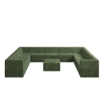 U-Shaped Modular Sectional Sofa with Foam-Filled Cushions, Reversible No-Assembly Sleeper for Living Room, 163.5" L x 130.5" W x 30" H, Green