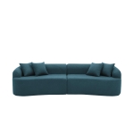 Curved Modular Sectional Sofa with Lambswool Fabric, One-Piece Foam, Compressed Lounge for Living Room, 104" L x 32.5" W x 27" H, Blue
