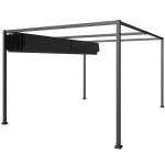 Outsunny 10' x7' Patio Pergola with Retractable Canopy, Outdoor Sun Shelter, Yard Shade, Black