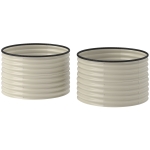 Outsunny Set of 2 Raised Garden Bed, Metal Planter Box with Safety Edging, Easy-to-assemble Stock Tank, Cream White