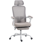 HOMCOM Ergonomic Office Chair, Mesh Reclining Desk Chair with Adjustable Lumbar Support, Headrest, Grey