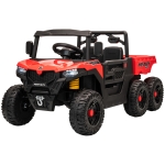 Qaba 24V 4WD Kids Ride On Truck with 6 Wheels, 2 Seater Electric Ride On Car with Remote, Dump Bed for 3-8 Years, Red