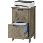 HOMCOM Vertical Filing Cabinet with 2 Drawers, Rustic Farmhouse Office Storage Cabinet for A4, Letter Size, Grey Wash