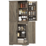 HOMCOM 72" Kitchen Pantry Cabinet, Farmhouse Storage Cabinet with 4 Doors, Drawer, 8 Door Shelves and Adjustable Shelf, Grey