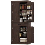 HOMCOM 72" Kitchen Pantry Cabinet, Farmhouse Kitchen Storage Cabinet with 4 Barn Doors, 6 Door Shelves, Drawer, Brown