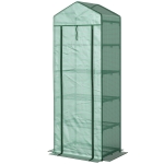 Outsunny 5 Tier Mini Greenhouse, Portable Outdoor Flower Stand with Shelf Clips, Indoor Greenhouse with Steel Frame, Transparent, 27.25" x 19.25" x 76", Green