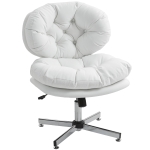 HOMCOM Computer Desk Chair, Armless Office Chair with Wide Padded Seat and Adjustable Height, White
