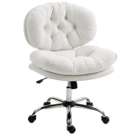 HOMCOM Computer Desk Chair, Armless Office Chair with Wide Padded Seat and Adjustable Height, Cream White